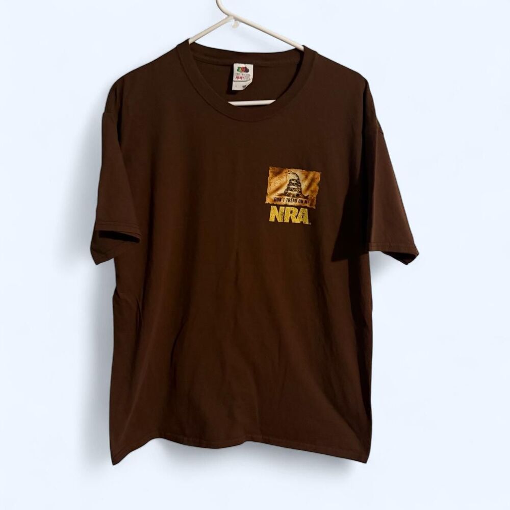 Fruit of the Loom T-Shirt Mens Large Brown NRA Don’t Tread On Me Tee